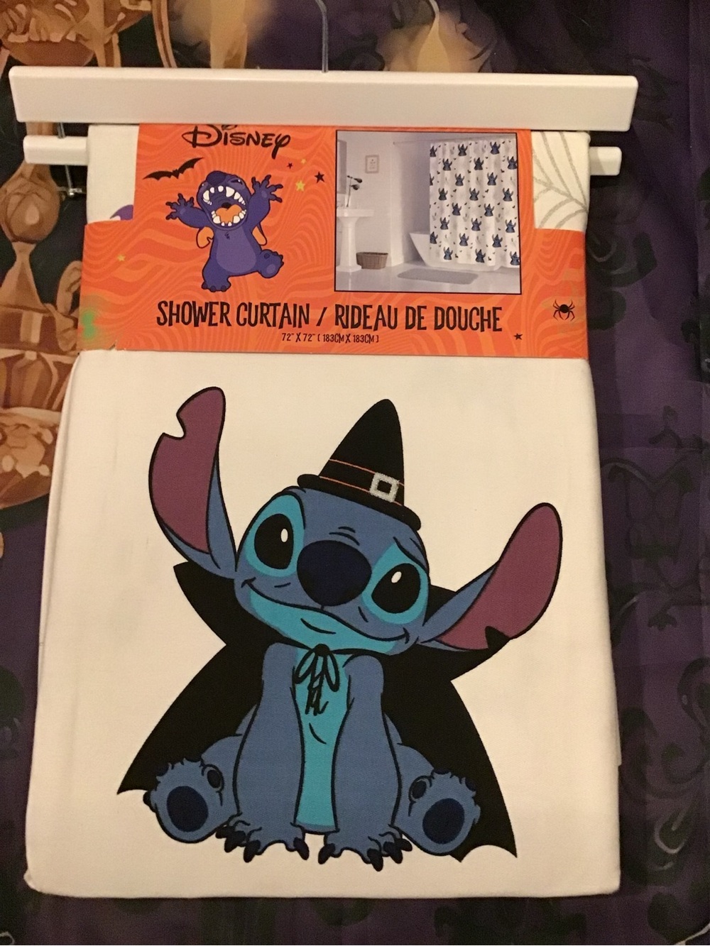 Disney stitch witch halloween shower curtain 72 x 72 -New